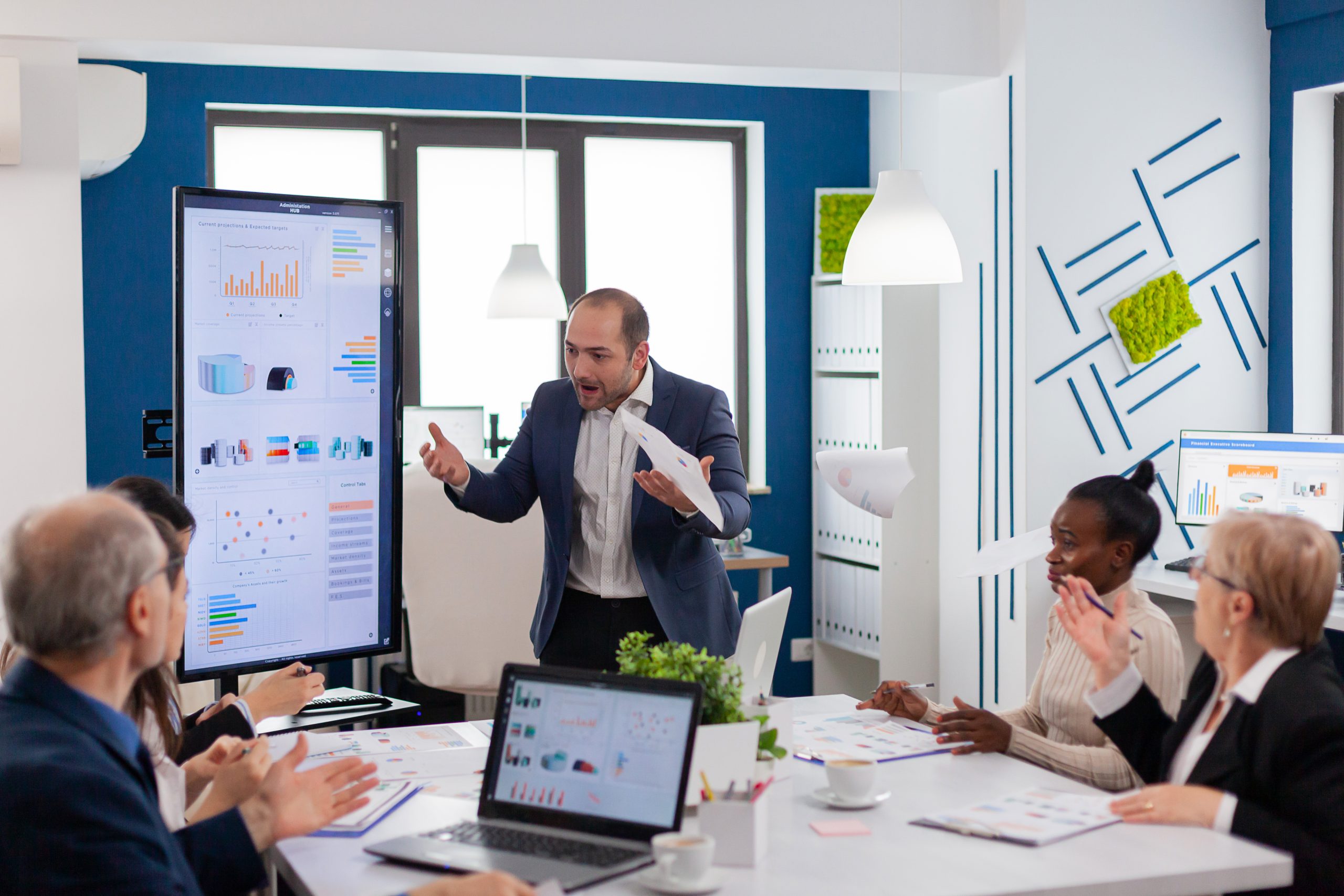 Boss shouting at employees